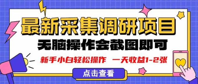 (16155期)新版采集调研项目,截图上传即可,无脑操作,日收益1-2张-韬哥副业项目资源网