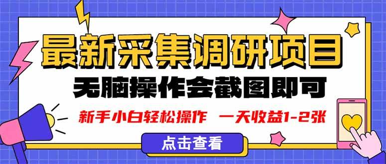 （16155期）新版采集调研项目，截图上传即可，无脑操作，日收益1-2张-韬哥副业项目资源网