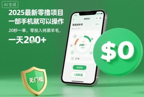 2025最新零撸项目,一部手机就可以操作,20秒一单,零投入纯薅羊毛,无门槛,一天200+【揭秘】-韬哥副业项目资源网