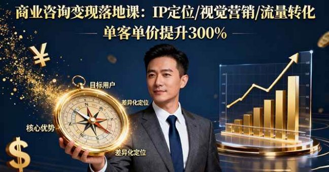 (16249期)商业咨询变现落地课:IP定位/视觉营销/流量转化,单客单价提升300%-韬哥副业项目资源网