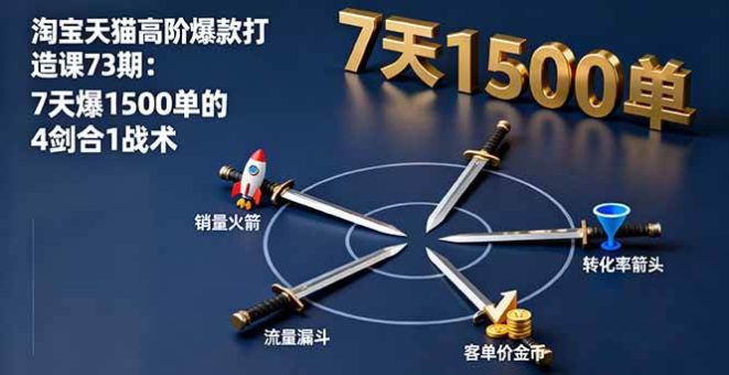 (16200期)淘宝天猫高阶爆款打造课73期:7天爆1500单的4剑合1战术-韬哥副业项目资源网