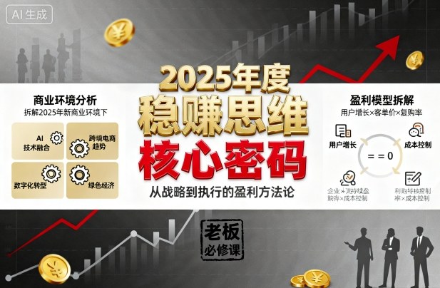 2025年度稳賺思维老板创业营,拆解2025年新商业环境下,企业实现持续盈利的核心密码-韬哥副业项目资源网