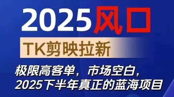 2025风口TK剪映capcut拉新项目,极限高客单,市场空白,2025下半年真正的蓝海项目-韬哥副业项目资源网