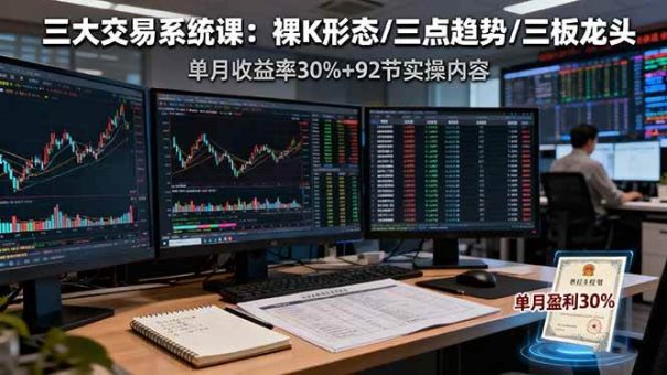 (16269期)三大交易系统课:裸K形态/三点趋势/三板体系,单月收益率30%+92节实操内容-韬哥副业项目资源网