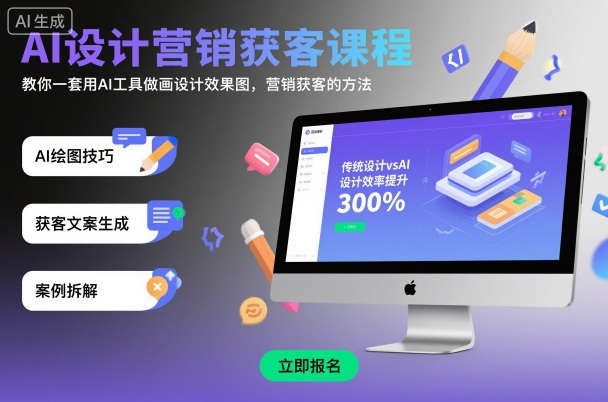 AI设计营销获客课程，教你一套用AI工具做画设计效果图，营销获客的方法-韬哥副业项目资源网