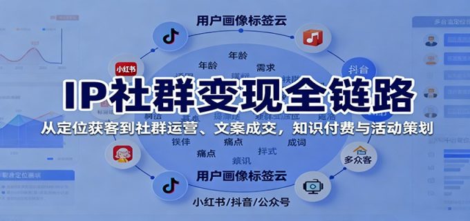 IP社群变现全链路，从定位获客到社群运营、文案成交，知识付费与活动策划-韬哥副业项目资源网
