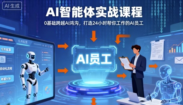 Ai智能体实战课程，0基础跨越Ai鸿沟，打造24小时帮你工作的Ai员工，打破常规，以实战定义Ai-韬哥副业项目资源网