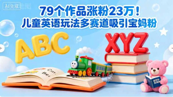79个作品涨粉23w!儿童英语玩法多赛道吸引宝妈粉-韬哥副业项目资源网