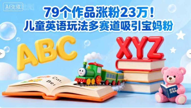 79个作品涨粉23w!儿童英语玩法多赛道吸引宝妈粉-韬哥副业项目资源网