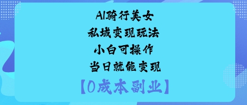 AI骑行美女私域变现玩法小白可操作当日就能变现-韬哥副业项目资源网