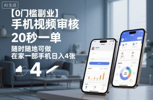 【0门槛副业】手机视频审核,20秒一单,随时随地可做,在家一部手机日入4张【揭秘】-韬哥副业项目资源网