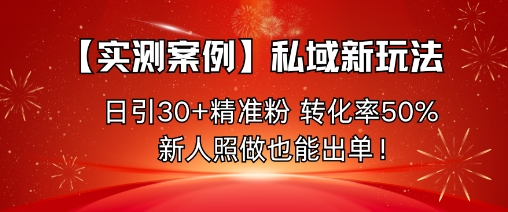【实测案例】私域新玩法，日引30+精准粉，转化率50%，新人照做也能出单！-韬哥副业项目资源网
