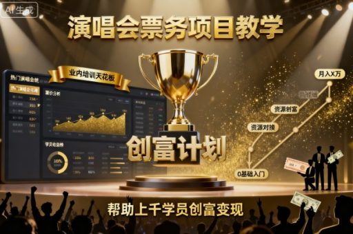 演唱会票务项目教学，业内培训天花板，帮助上千学员创富变现-韬哥副业项目资源网