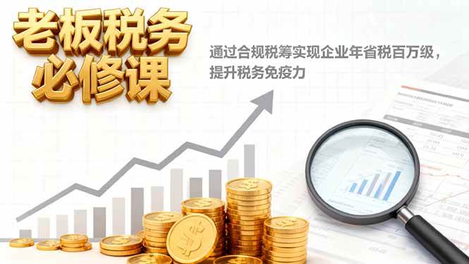 (16426期)老板税务必修课,通过合规税筹实现企业年省税百万级,提升税务免疫力-韬哥副业项目资源网