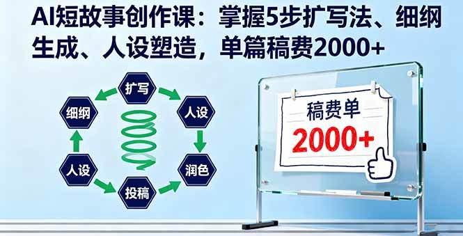 （16203期）AI短故事创作课：掌握5步扩写法、细纲生成、人设塑造，单篇稿费2000+-韬哥副业项目资源网