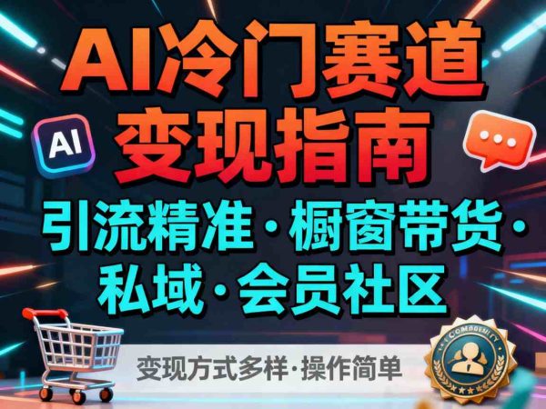 AI冷门赛道，引流精准，橱窗带货+私域+会员社区，变现方式多样，操作简单-韬哥副业项目资源网