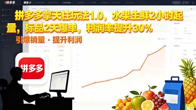 (16429期)拼多多 擎天柱玩法1.0,水果生鲜2小时起量,标品2天爆单,利润率提升30%-韬哥副业项目资源网