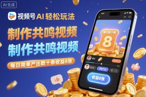 视频号AI轻松玩法,制作共鸣视频,每日简单产出数十条收益8张-韬哥副业项目资源网