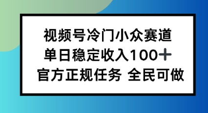 视频号小众赛道，单日稳定收入100+，适合所有人-韬哥副业项目资源网