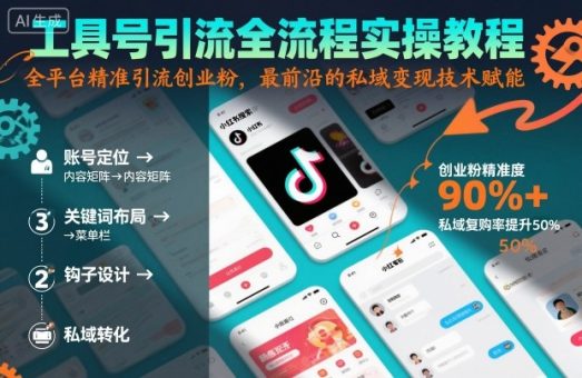 工具号引流全流程保姆级实操教程，全平台精准引流创业粉，最前沿的私域变现技术赋能-韬哥副业项目资源网