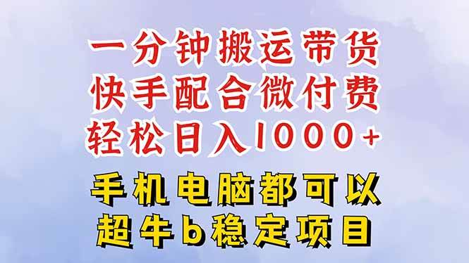 （16285期）快手黑科技一分钟搬运带货，一刀不剪过原创，微付费投流玩法，轻松日入…-韬哥副业项目资源网