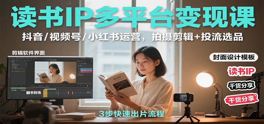 读书IP多平台变现课:抖音/视频号/小红书运营,拍摄剪辑+投流选品-韬哥副业项目资源网