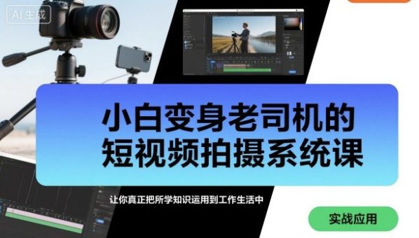 小白变身老司机的短视频拍摄系统课，让你真正把所学知识运用到工作生活中-韬哥副业项目资源网