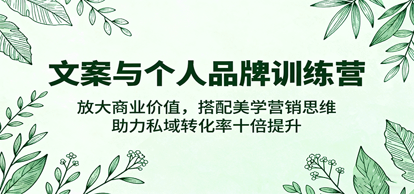 文案与个人品牌训练营，放大商业价值，搭配美学营销思维，助力私域转化率十倍提升-韬哥副业项目资源网