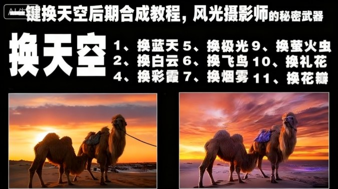 一键换天空后期合成教程，风光摄影师的秘密武器-韬哥副业项目资源网
