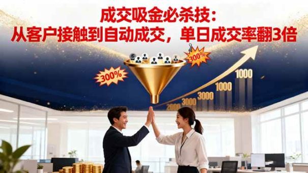 (16432期)吸金成交营销必杀技:从客户接触到自动成交,单日成交率翻3倍-韬哥副业项目资源网