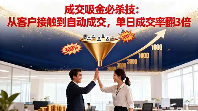 (16432期)吸金成交营销必杀技:从客户接触到自动成交,单日成交率翻3倍-韬哥副业项目资源网