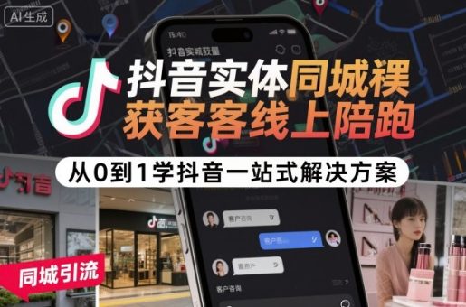 抖音实体同城获客线上陪跑,从0到1学抖音一站式解决方案-韬哥副业项目资源网
