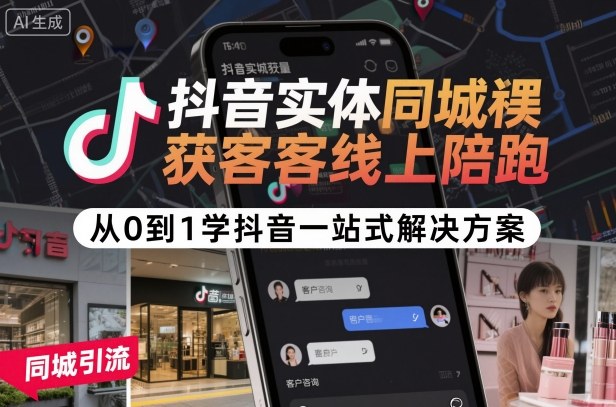 抖音实体同城获客线上陪跑,从0到1学抖音一站式解决方案-韬哥副业项目资源网