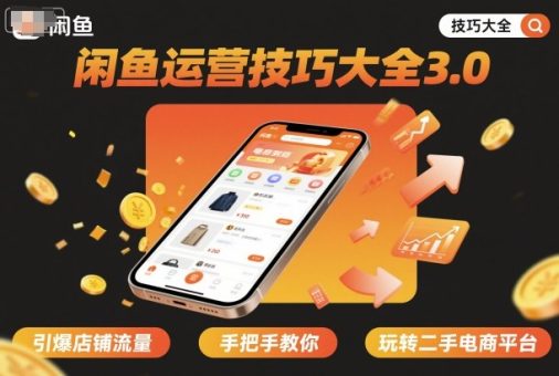 闲鱼运营技巧大全3.0,引爆店铺流量,手把手教你玩转二手电商平台-韬哥副业项目资源网