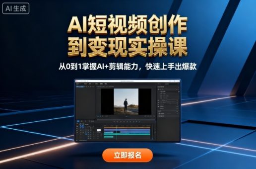 AI短视频创作到变现实操课,从0到1掌握AI+剪辑能力,快速上手出爆款(更新10月)-韬哥副业项目资源网