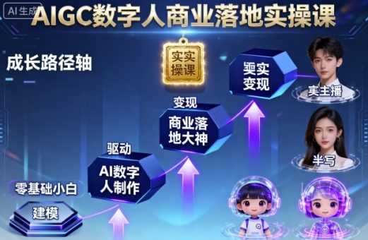 AIGC数字人商业落地实操课，从零基础小白到AI数字人大神-韬哥副业项目资源网