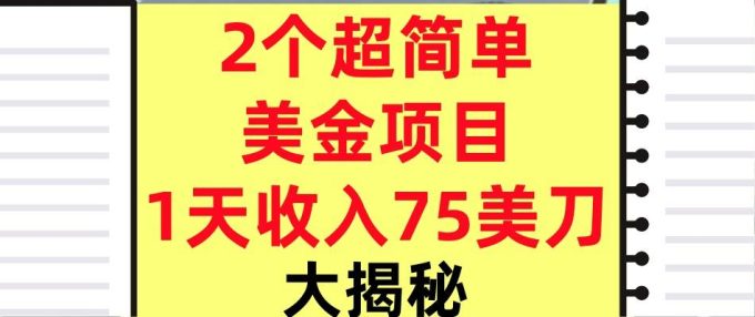 2个超简单美金项目，1天收入75美刀，3分钟学会，内部教程（大揭秘）-韬哥副业项目资源网