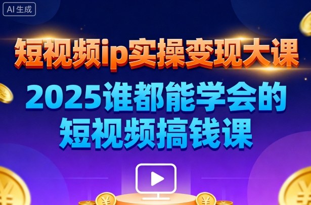 短视频ip实操变现大课，7月26-27日广州站线下课，2025谁都能学会的短视频搞钱课-韬哥副业项目资源网