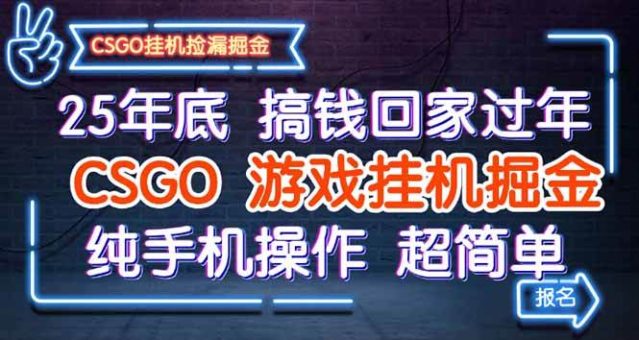 (16343期)25年底搞钱回家过年,CSGO游戏挂机掘金,纯手机操作超简单-韬哥副业项目资源网