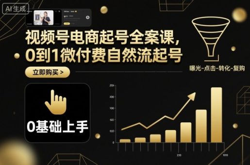 视频号电商起号全案课，0到1微付费自然流起号-韬哥副业项目资源网