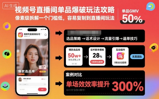 视频号直播间单品爆破玩法攻略，像素级拆解一个门槛低，容易复制到直播间玩法-韬哥副业项目资源网