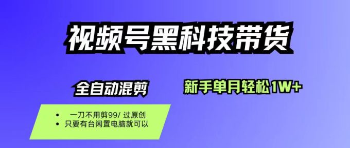 （16321期）视频号黑科技短视频带货，新手也能单月到手1W+，一刀不用剪，零投资-韬哥副业项目资源网