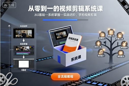 从零到一的视频剪辑系统课,从0基础–系统掌握–实战进阶,学拍视频剪辑-韬哥副业项目资源网