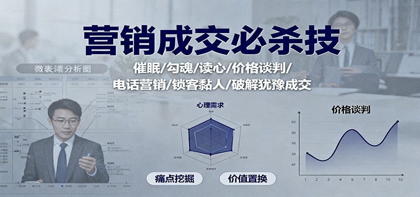营销成交必杀技：催眠/勾魂/读心/价格谈判/电话营销/锁客黏人/破解犹豫成交-韬哥副业项目资源网