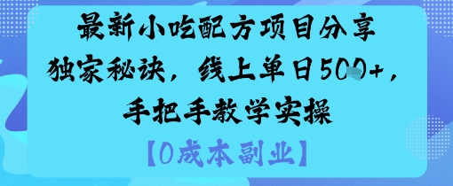 最新小吃配方项目分享独家秘诀，线上单日5张，手把手教学实操-韬哥副业项目资源网