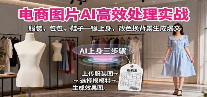 电商图片AI高效处理实战，服装，包包，鞋子一键上身，改色换背景生成爆文-韬哥副业项目资源网