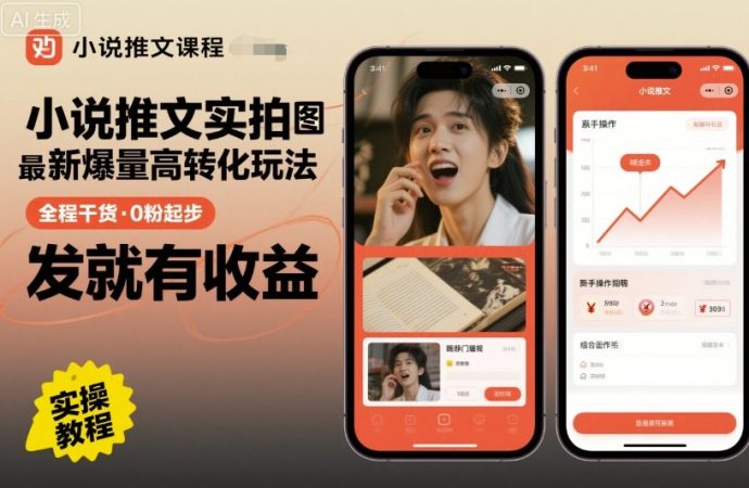 小说推文实拍双图文最新爆量高转化玩法,全程干货,0粉起步,发就有收益-韬哥副业项目资源网
