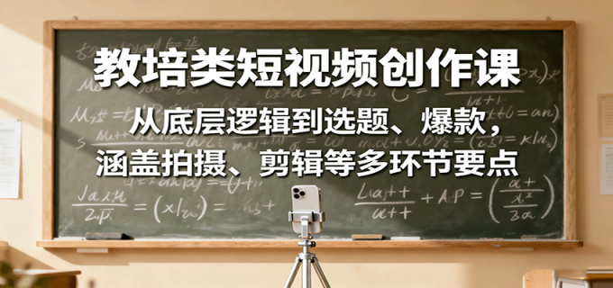 教培类短视频创作课:从底层逻辑到选题、爆款,涵盖拍摄、剪辑等多环节要点-韬哥副业项目资源网