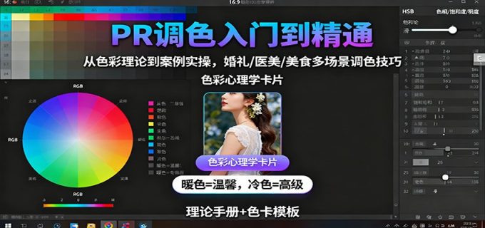 PR调色入门到精通：从色彩理论到案例实操，婚礼/医美/美食多场景调色技巧-韬哥副业项目资源网