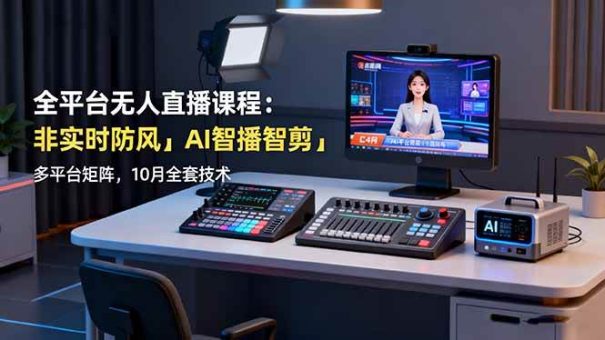 (16279期)全平台无人直播课程:非实时防风+AI智播智剪+多平台矩阵,10月全套技术-韬哥副业项目资源网